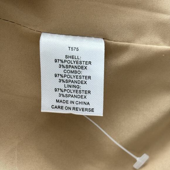 Alexia Admor Size XL Tan Black Trim Button Blazer Jacket 80s Retro Shoulder Pads - Picture 5 of 7